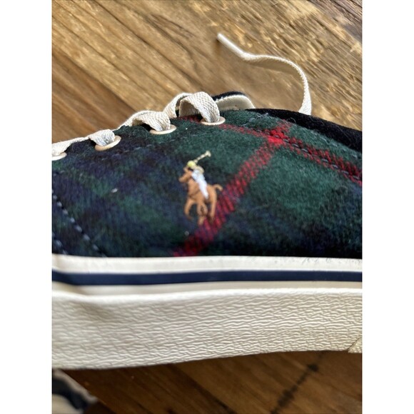 Polo Ralph Lauren Faxon X Tartan Plaid Leather Pony Shoes Sz9 Designer SoHo 90s - Picture 6 of 7